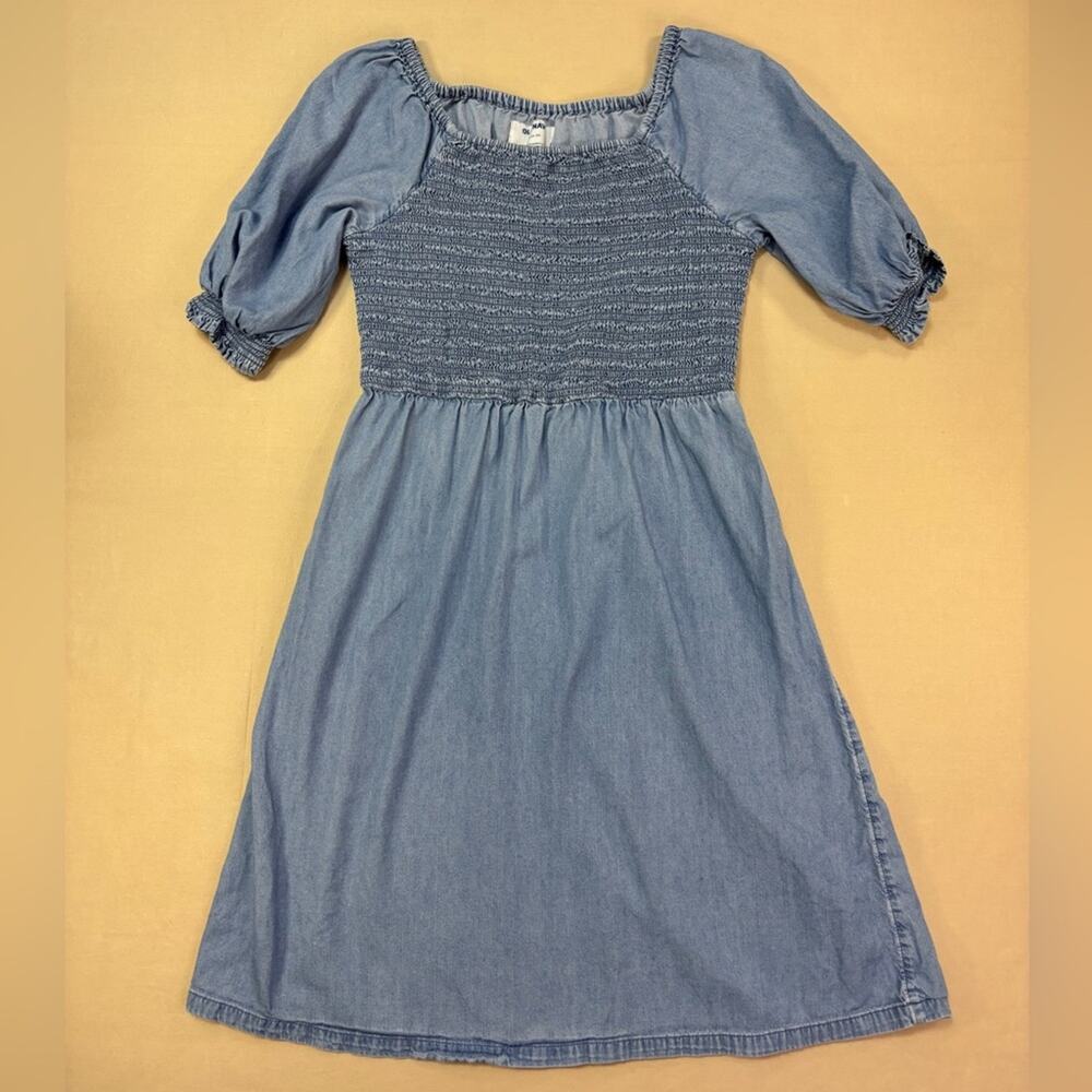 Old Navy Denim Chambray Blue Smocked Kids Dress Size XL